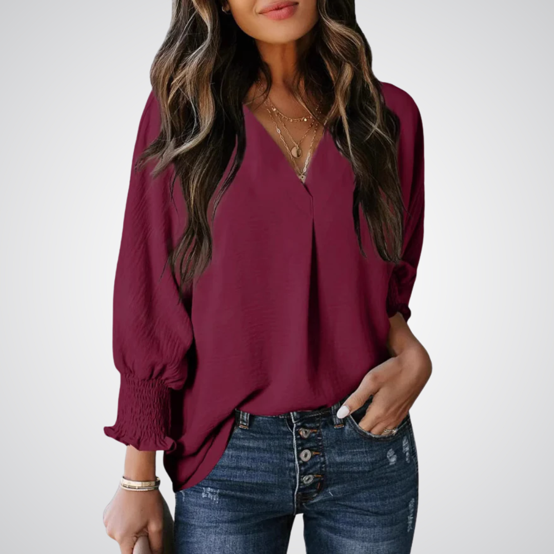 LEILA™ – Blouse Tunique Classique à Col V