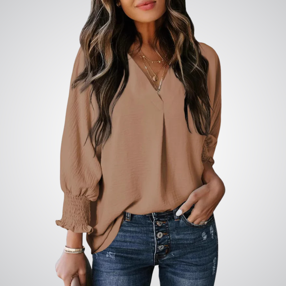 LEILA™ – Blouse Tunique Classique à Col V