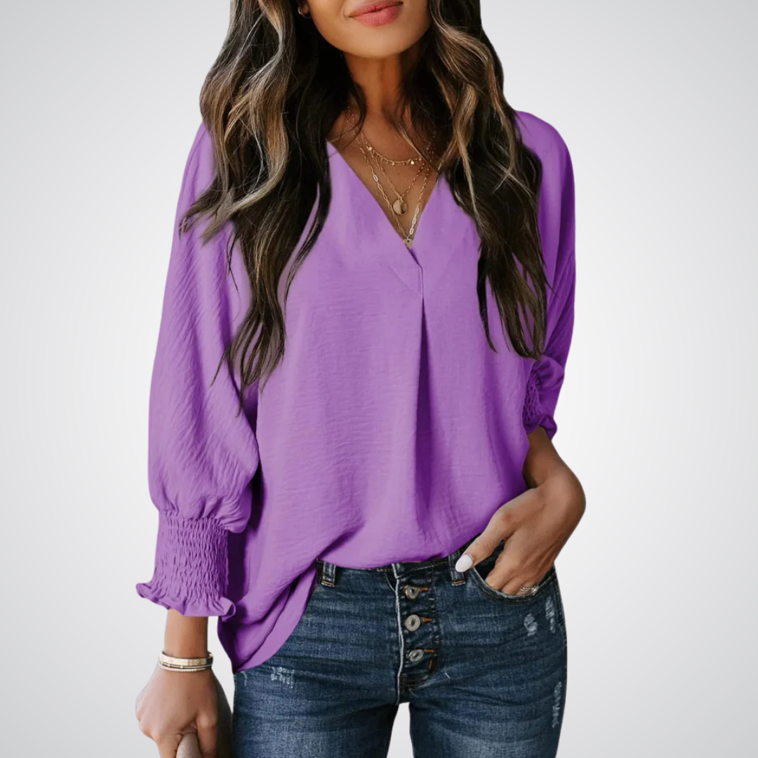 LEILA™ – Blouse Tunique Classique à Col V