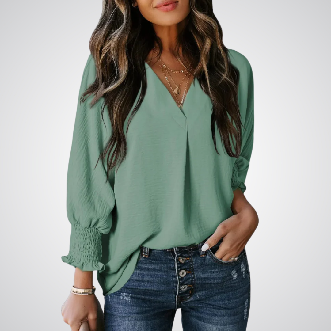 LEILA™ – Blouse Tunique Classique à Col V