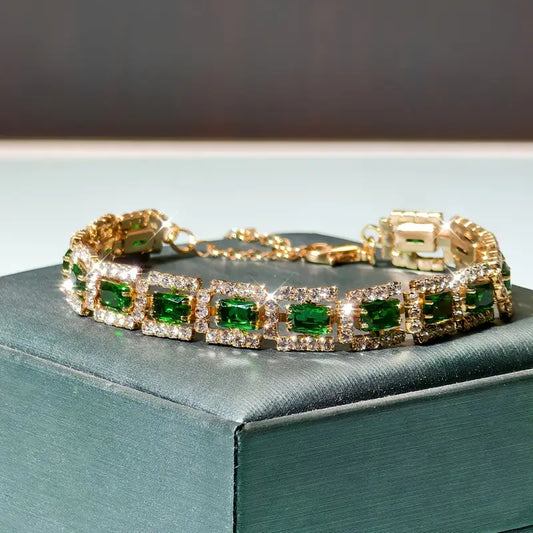 Bracelet Déclaration Vert Émeraude | Or