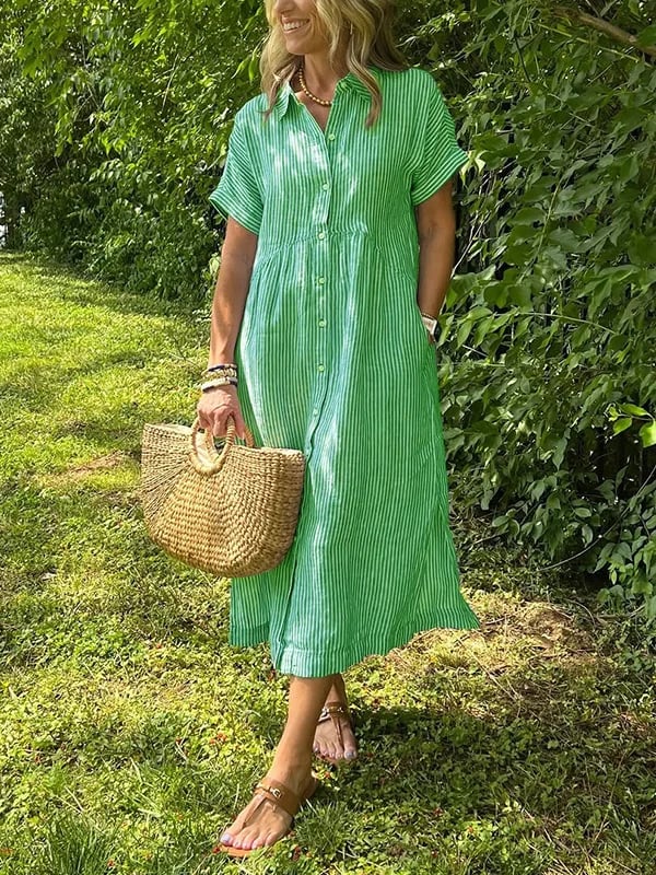 Isavelle – Robe maxi boutonnée en coton