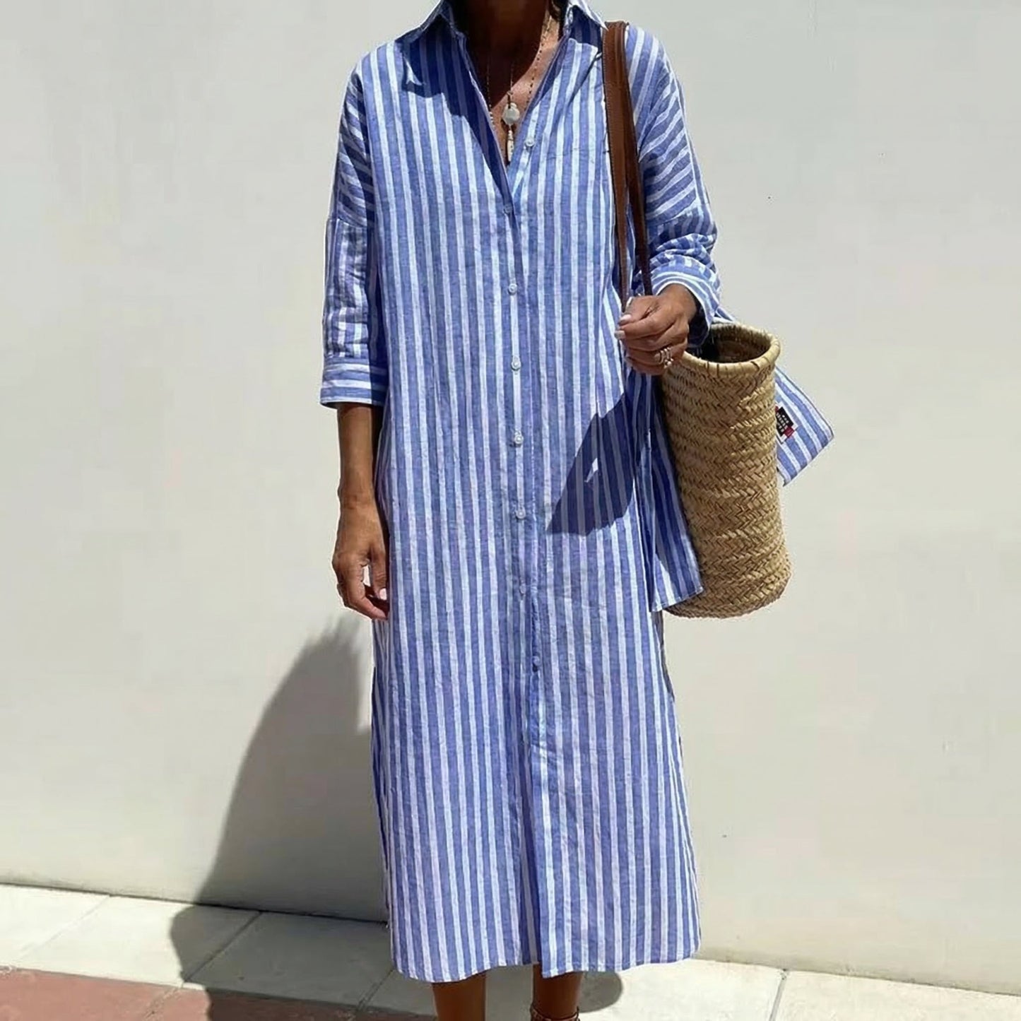 Pernille™ - Robe chemise rayée