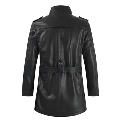 Krystian™ | Elegancka Długa Skórzana Kurtka Biker