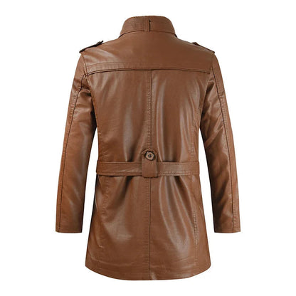 Krystian™ | Elegancka Długa Skórzana Kurtka Biker