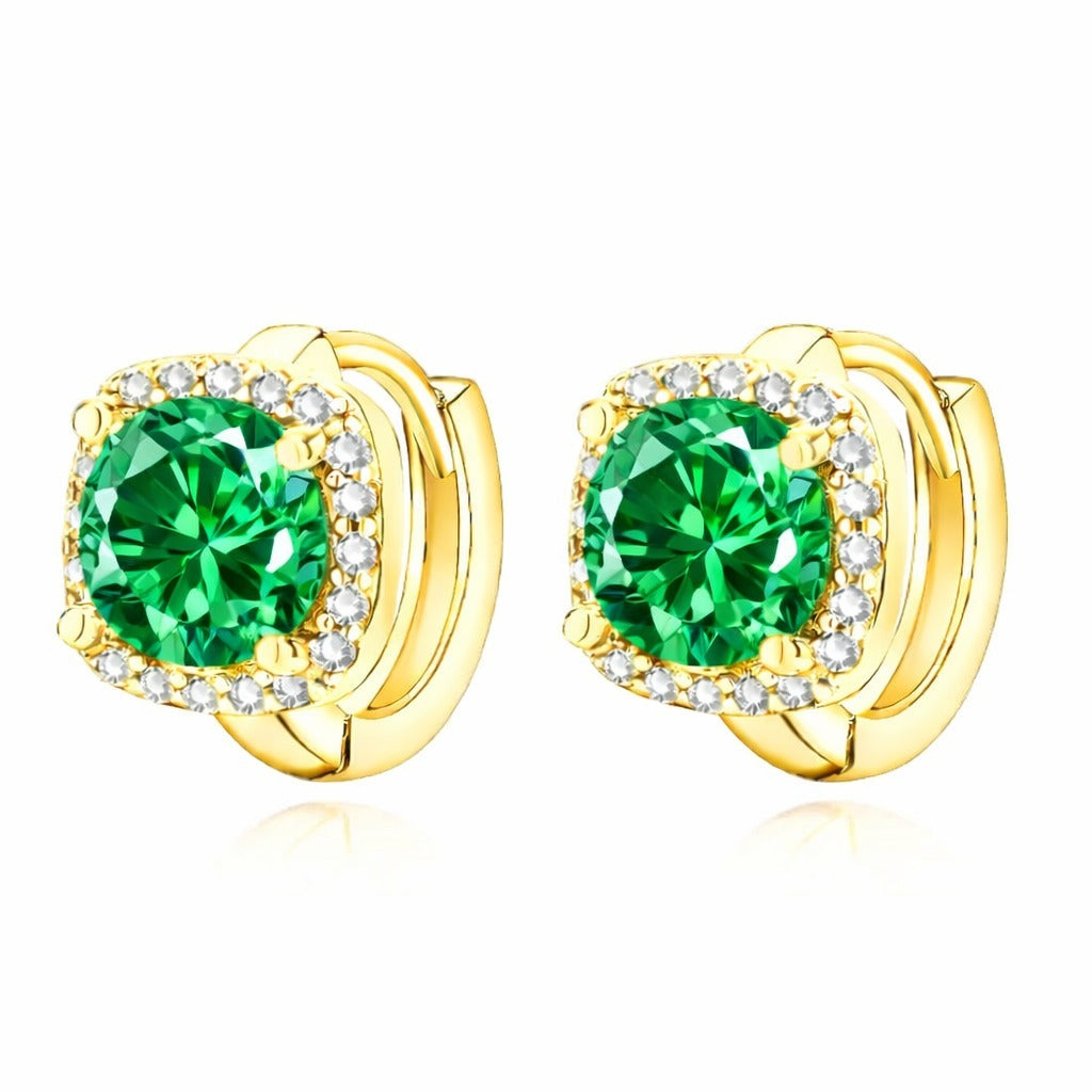 Boucles d'oreilles Nadine Émeraude | Or