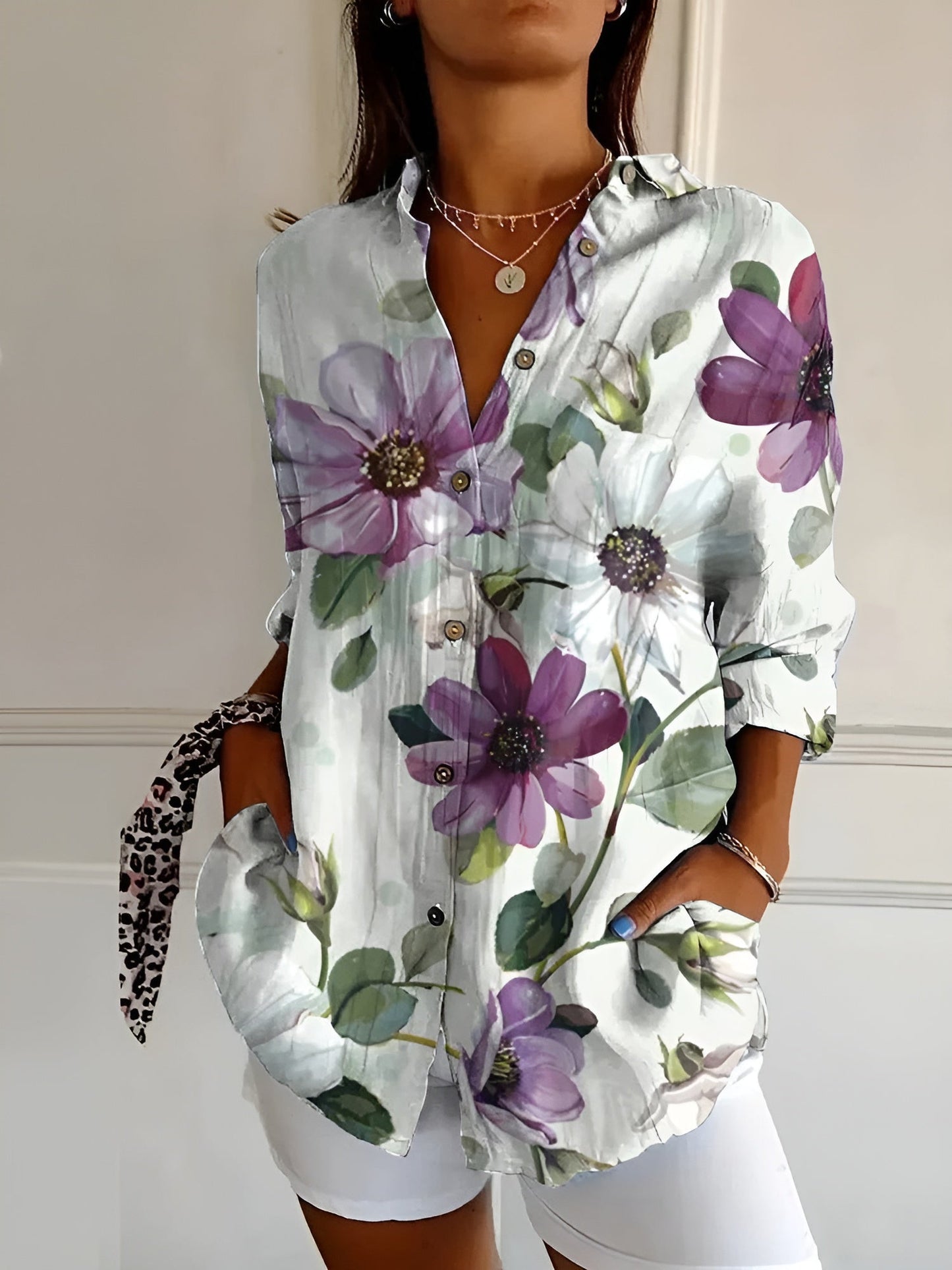 MELODIE™ – Chemise Boutonnée Florale Élégante